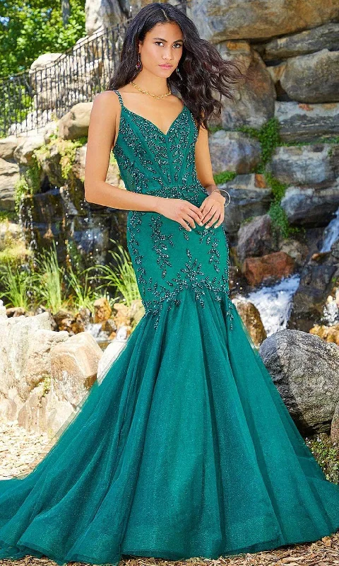 Floral Prints Mori Lee 47021 - Sleeveless V-neck Long Gown