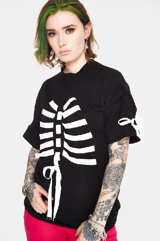 Casual Choice Ribbon Ribcage Longline Tee