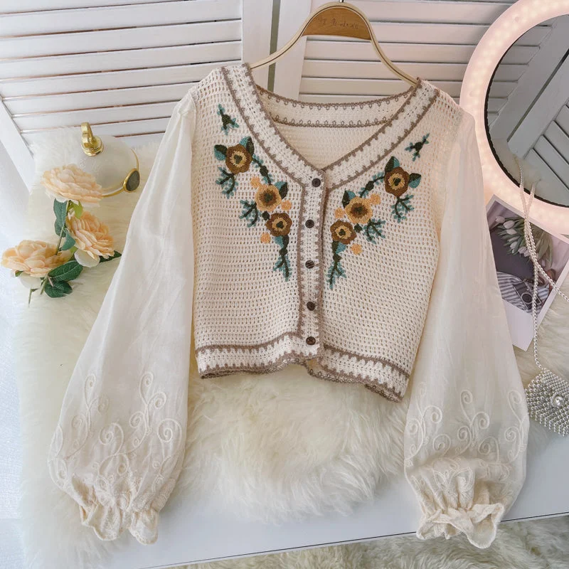 Minimal Style Cute Embroidered Crop Top     S4382
