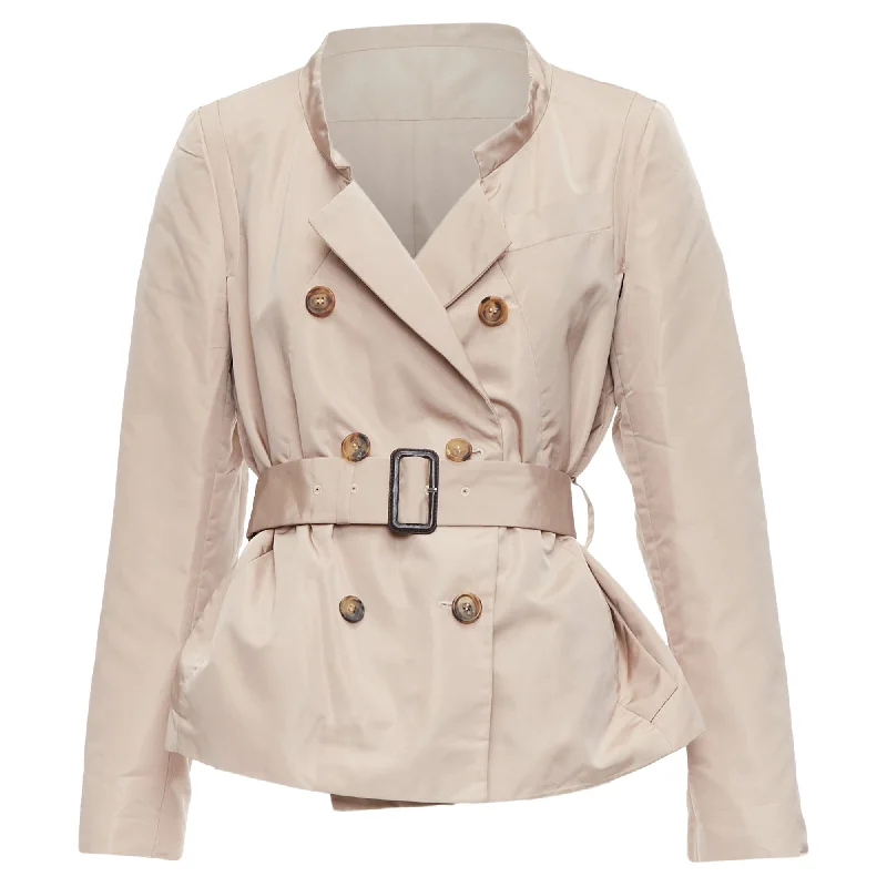 Practical Style Prada Silk Blend Panelled Double Breast Belted Trench Jacket