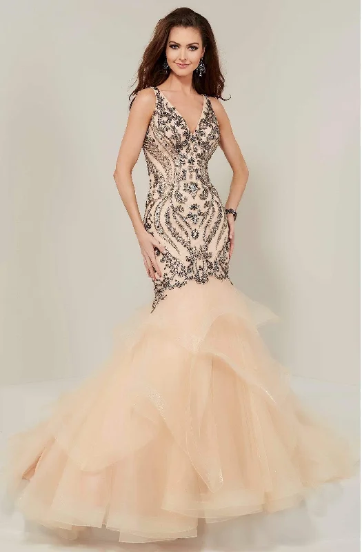 Luxury Fashion Tiffany Designs - 16351 Beaded V-Neck Layered Mermaid Dress