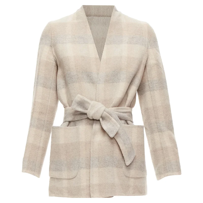 Personalized Series Max Mara Cucito Amano Double Face Angora Wool Checked Belt Jacket