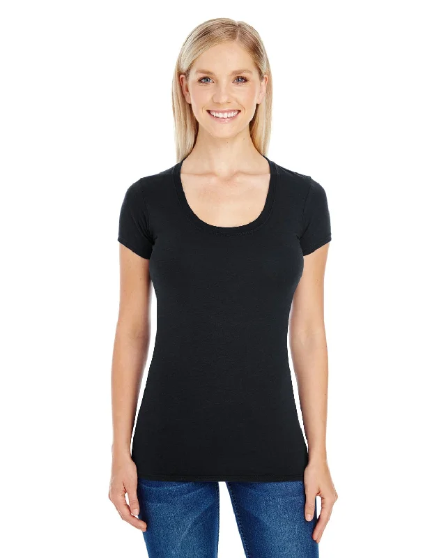 European Plan Threadfast Apparel Ladies Spandex Short Sleeve Scoop Neck Tee | Active Black