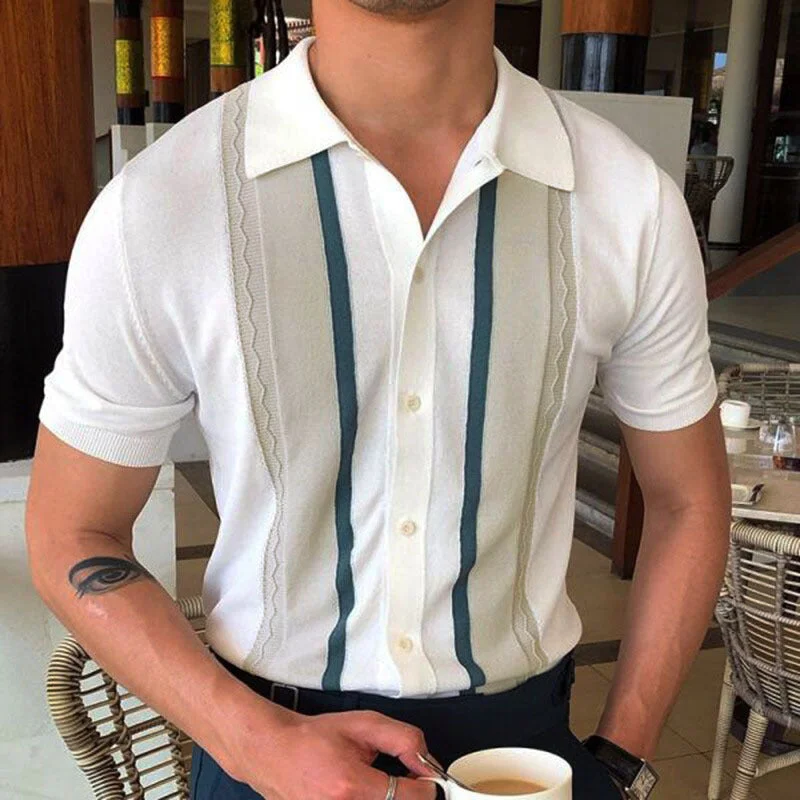 Luxury Fashion Casual Summer Striped Polo T Shirts for Men