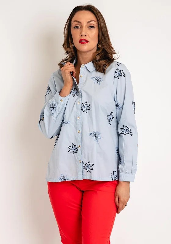 Sweet Breath White Stuff Sophie Embroidered Shirt, Blue Multi