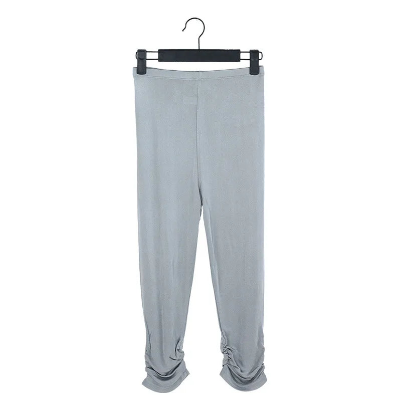 Modernism Women's Silk Elastic Closure Mid Waist Double-Sided Casual Pants