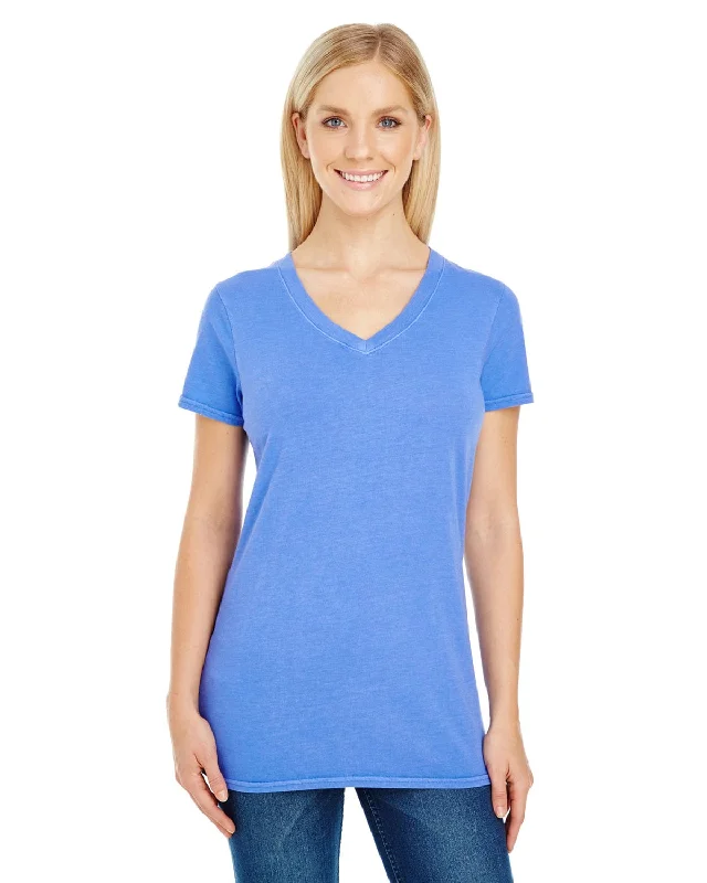 Youthful Vitality Threadfast Apparel Ladies Pigment Dye V-Neck Tee | Blue Violet