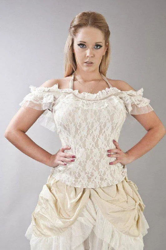 Integrated Design Jessie Victorian Vintage Top In Lycra And Lace Overlay