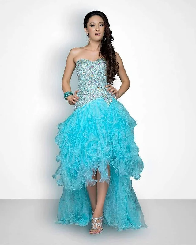 Street Fashion Blush by Alexia Designs - 9608 Strapless Embellished Ruffled Long Gown