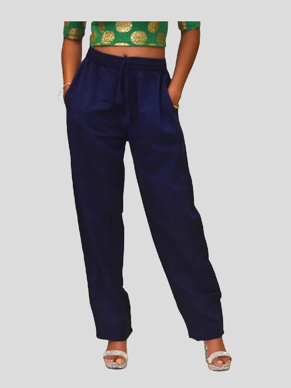 Fresh And Fashionable Unisex Cotton Space Blue Straight  pants