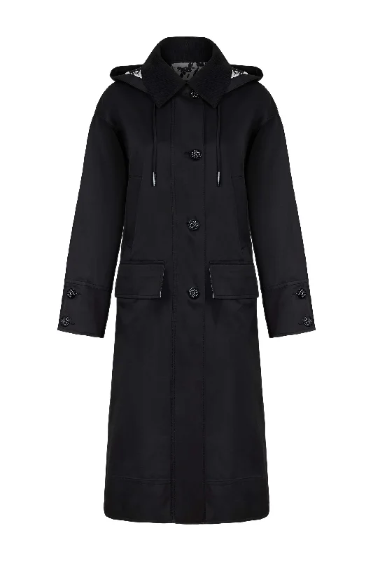 Free And Comfortable Oversize Hooded Trench Coat