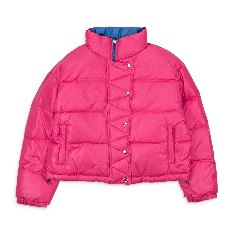 Floral Prints CALLIPYGIAN REVERSIBLE PINK BLUE PUFFER COAT