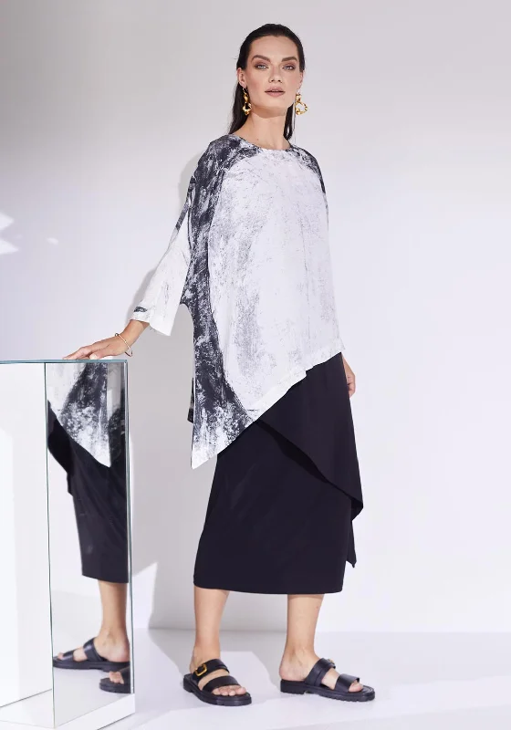 Urban Style Naya Marble Print Side Dip Hem Shirt, Silver