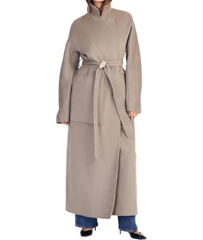 Luxury Fashion Leone Reversible Double Face Wool Coat In Grey Sage