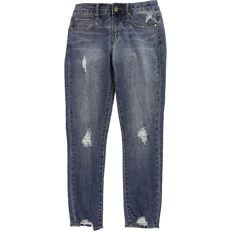 Minimal Style Articles of Society Womens Suzy Step Hem Skinny Fit Jeans, Blue, 26