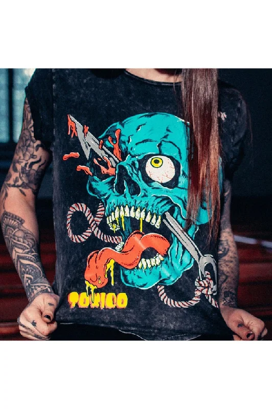 Economic Outlook Blood Skull Rolled Sleeve Tee