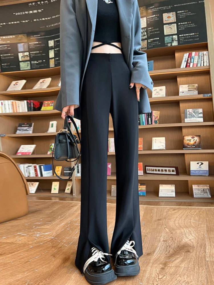 Fashion Must-have Women's Polyester Elastic Closure Solid Pattern Casual Trousers