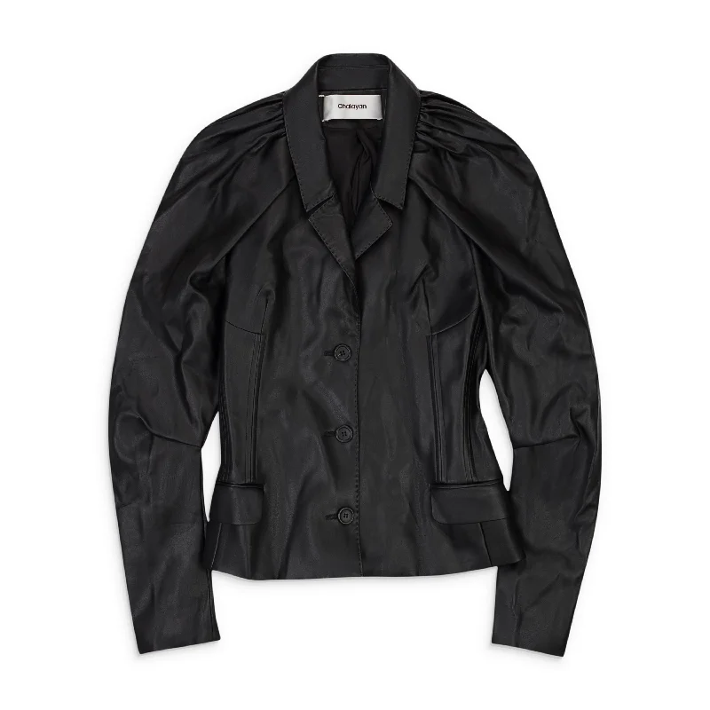 Summer Selection CHALAYAN FAUX LEATHER FETISH BLACK JACKET