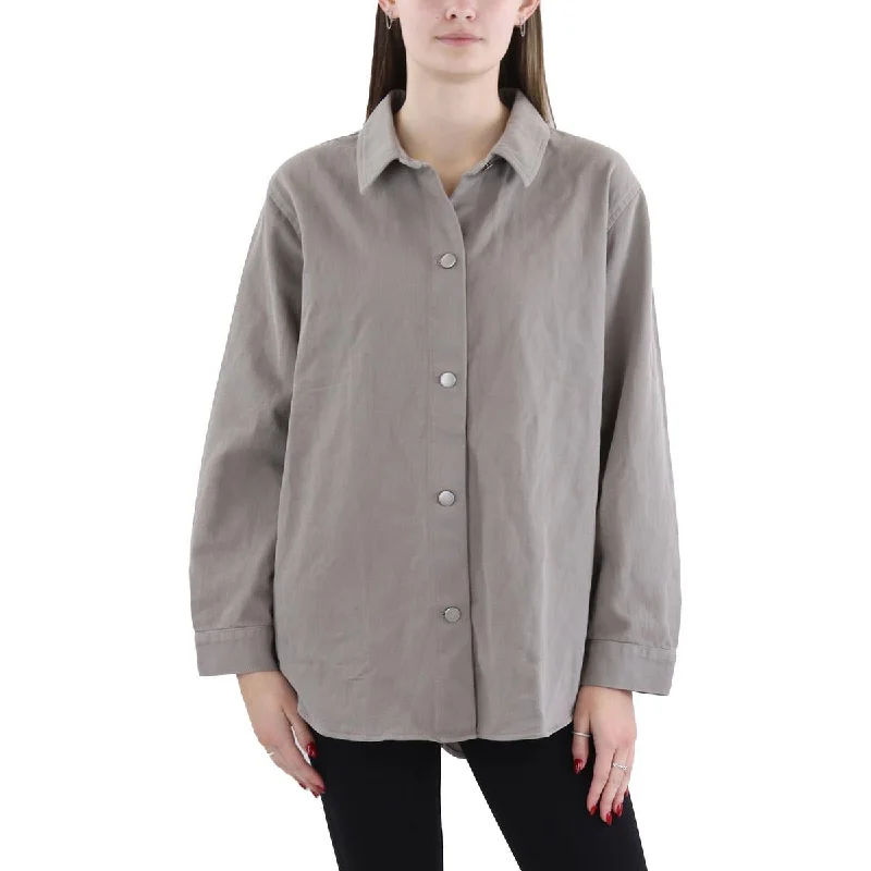 Noble And Elegant Womens Organic Cotton Solid Shirt Jacket