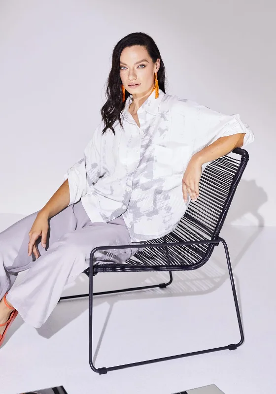 Fashionable Inner Wear Naya Textured Box Fit Blouse, White & Mink
