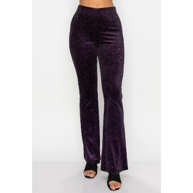 Economic Outlook Glittery Flare HighRise Elastic Pants