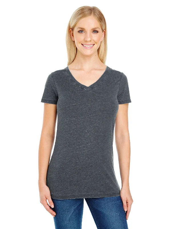 Embroidery Design Threadfast Apparel Ladies Vintage Dye Short Sleeve V-Neck Tee