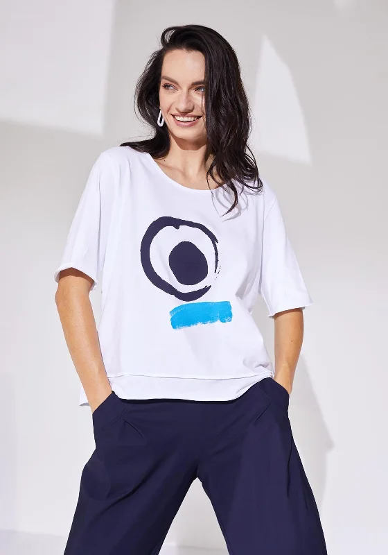 Comfortable Fashion Naya Placement Circle Print Top, White
