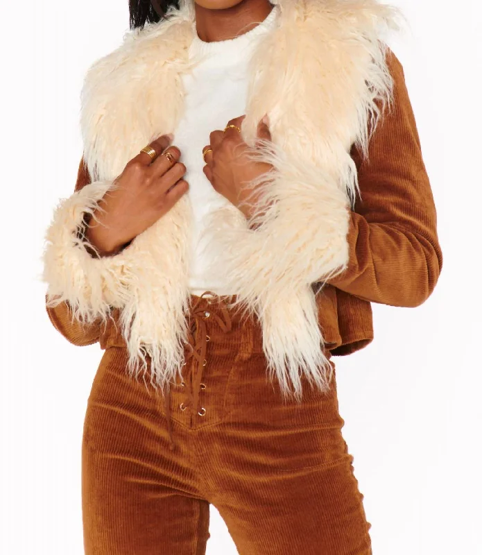 Sweet Breath Penny Lane Cropped Coat In Saddle Brown