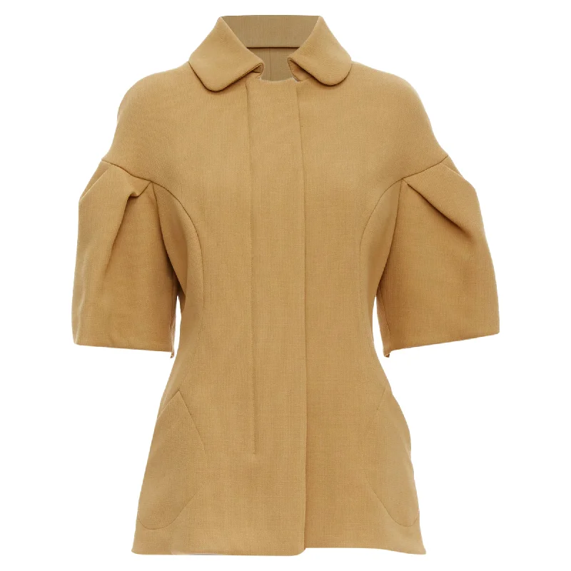 Perfect Tailoring Marni Virgin Wool Puff Darted Sleeve Zip Round Collar Coat