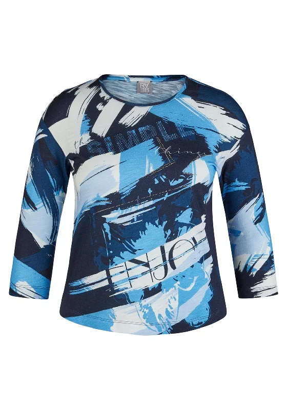 Preview New Products Rabe Graphic Print Cropped Sleeve Top, Navy