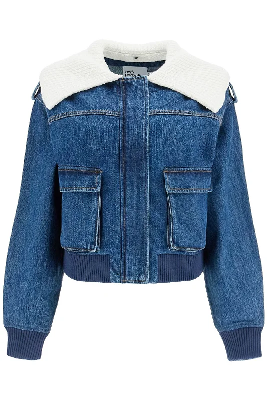 Fashionable In The Times Self Portrait Women's blue Bomber Jacket For