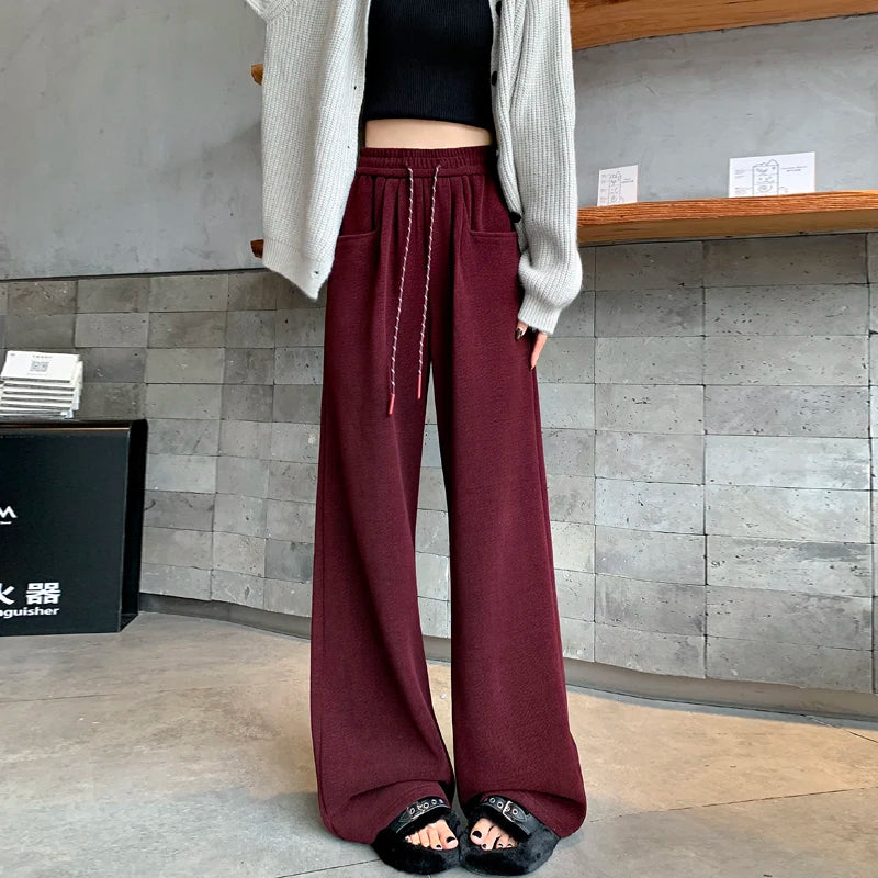 Refreshing Design Women's Polyester Elastic Closure High Waist Casual Wear Trousers