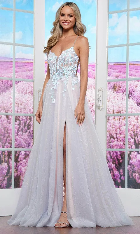 Cool Style Colors Dress 3497 - Sequin Appliqued Plunging Neck Prom Dress