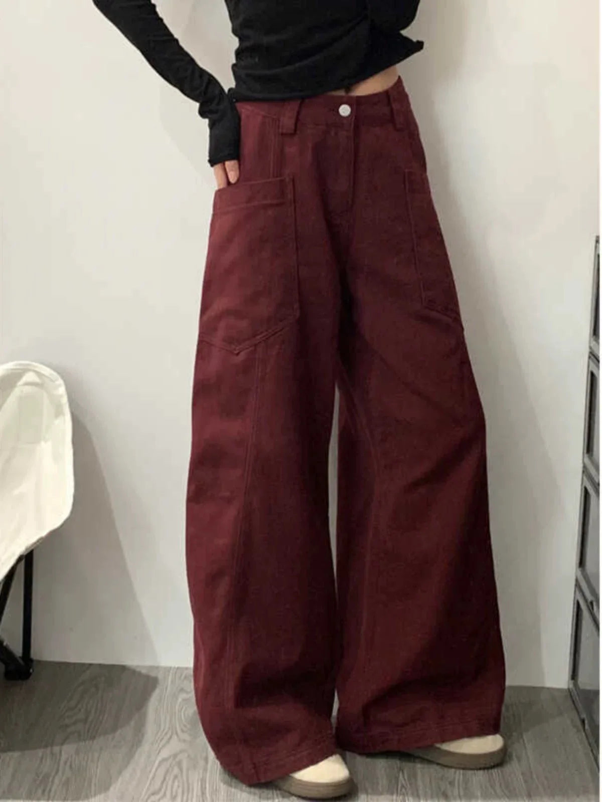 Comfortable Wear Women's Cotton High Waist Zipper Fly Closure Solid Trousers