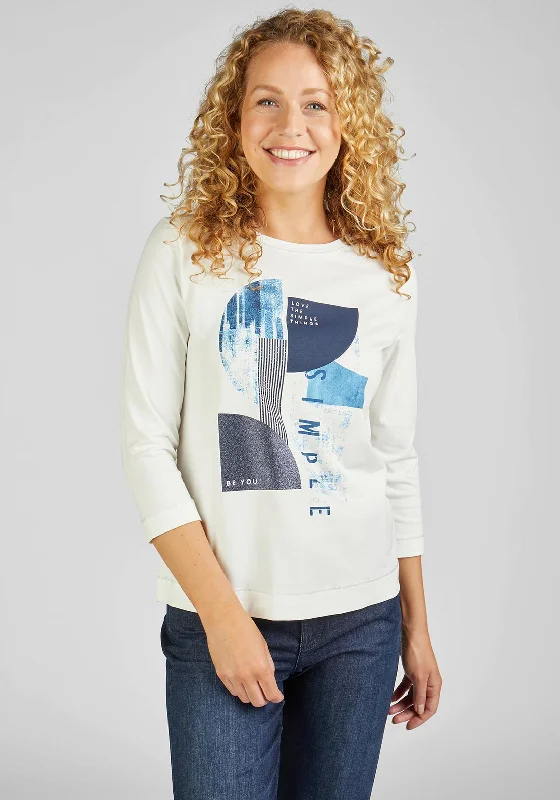 New Design Rabe Graphic Print Cotton Top, White