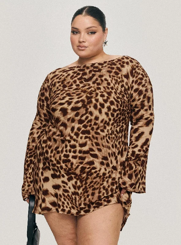 Preview New Products Halo Bias Mini Dress Leopard Curve