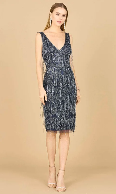 New Products Lara Dresses 29216 - Fringe Detailed Sleeveless Cocktail Dress