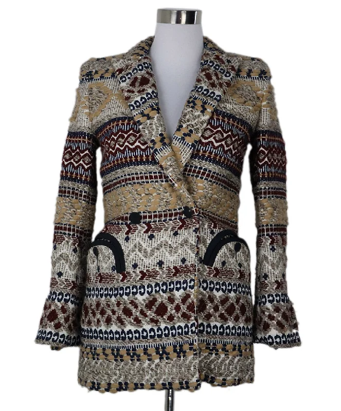 Comfortable Mind Blaze Beige & Burgundy Tweed Jacket sz 4