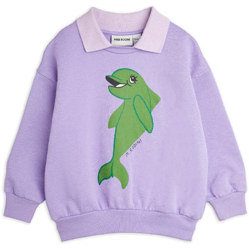 Must-have For Autumn And Winter Mini Rodini Purple Dolphin Collar Sweatshirt