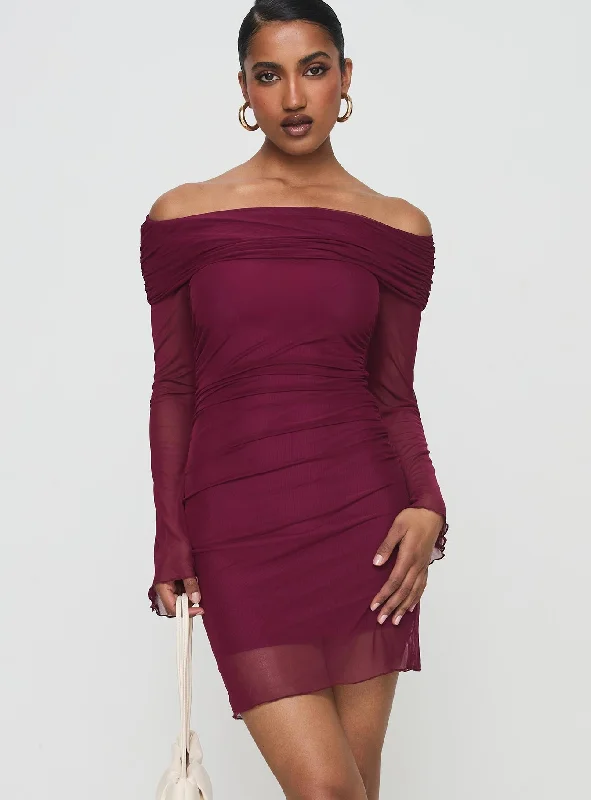 Celebrity Picks Consideration Mini Dress Burgundy