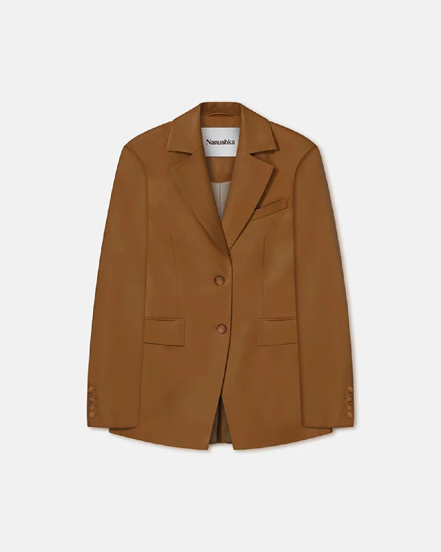 Integrated Design Hathi - Okobor™Alt-Leather Blazer - Tobacco