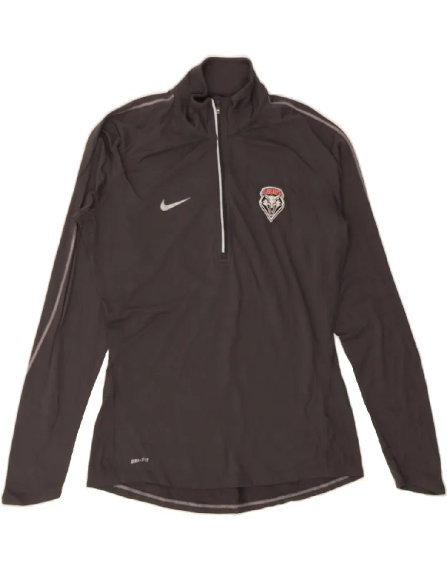 Fashion Expert NIKE Womens Dri Fit Zip Neck Pullover Tracksuit Top UK 12 Medium Grey