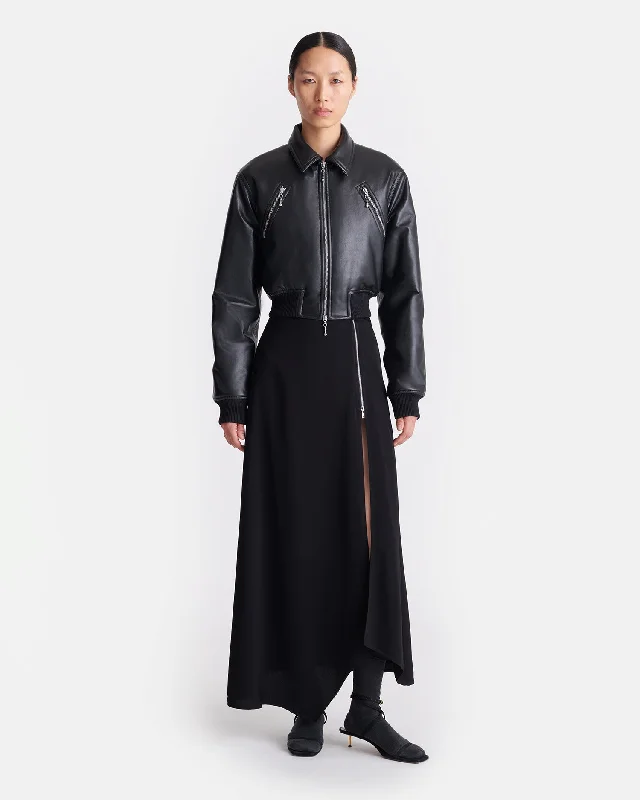 Exquisite Tailoring Myrto - Cropped Regenerated Leather Jacket - Black