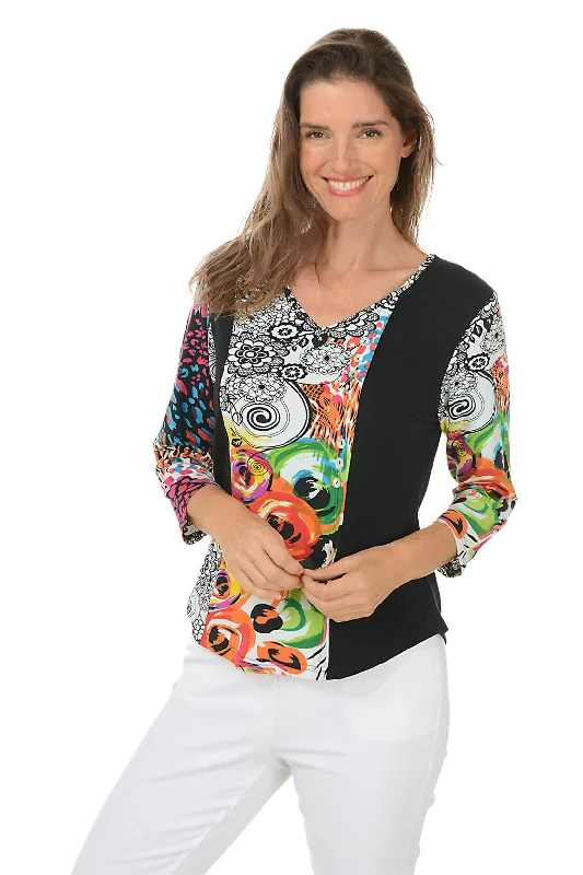Elegant Series Petite Eliza V-Neck Offset Button Top