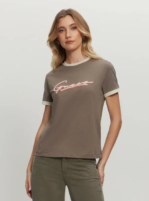 Elegant Outline Eco Brown Noemie Signature T-Shirt