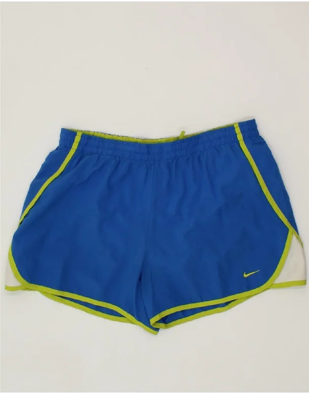 Perfect Tailoring NIKE Womens Sport Shorts US 8/10 Medium  Blue Colourblock Polyester