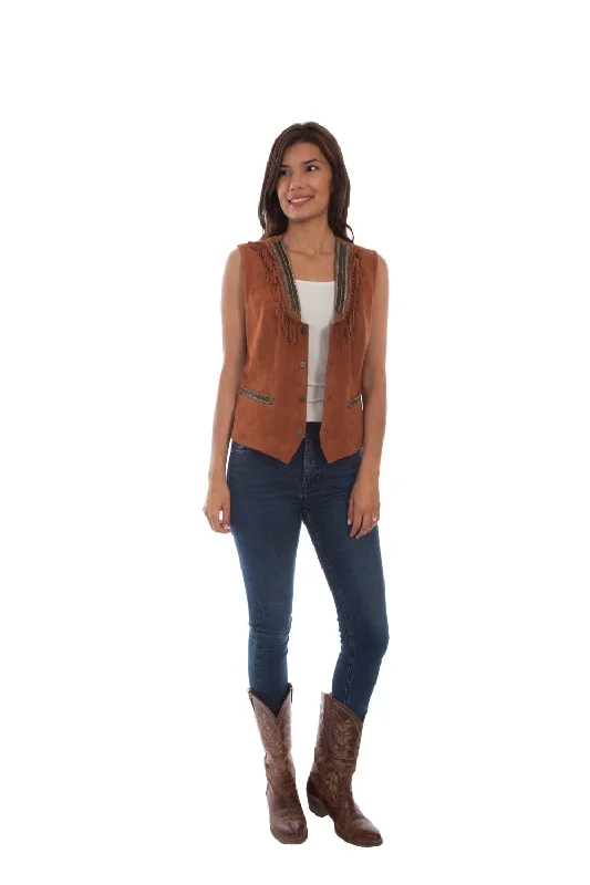Preview New Products Scully Womens Rust Leather Fringe Vest