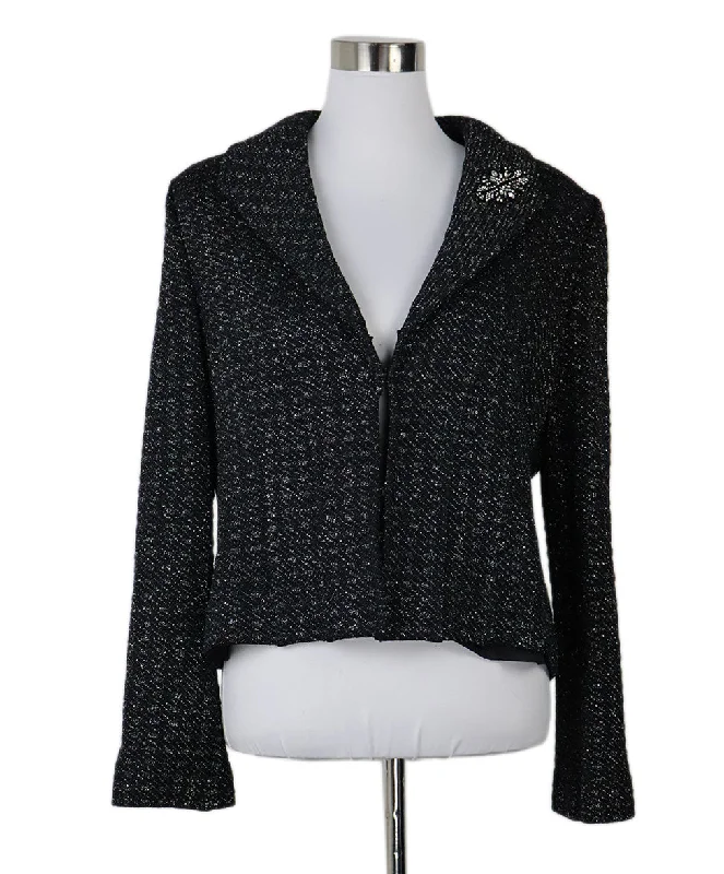 Classic Choice St. John Black & Silver Rhinestone Blazer sz 16