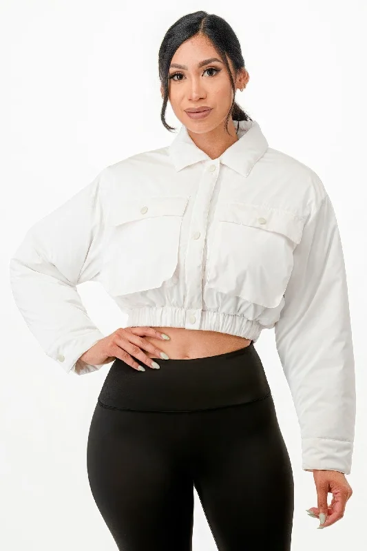 Personalized Series Shiny Puffer Bomber Jacket