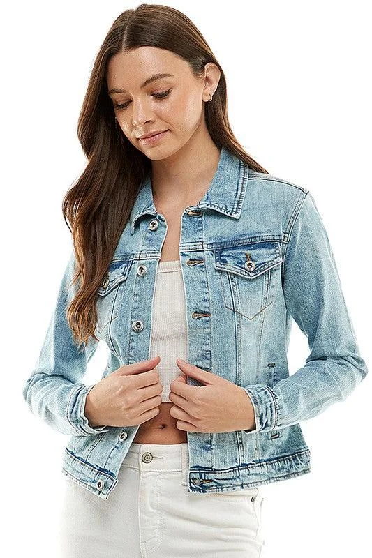 Must-have For Autumn And Winter Spandex Ladies Casual Denim Jacket